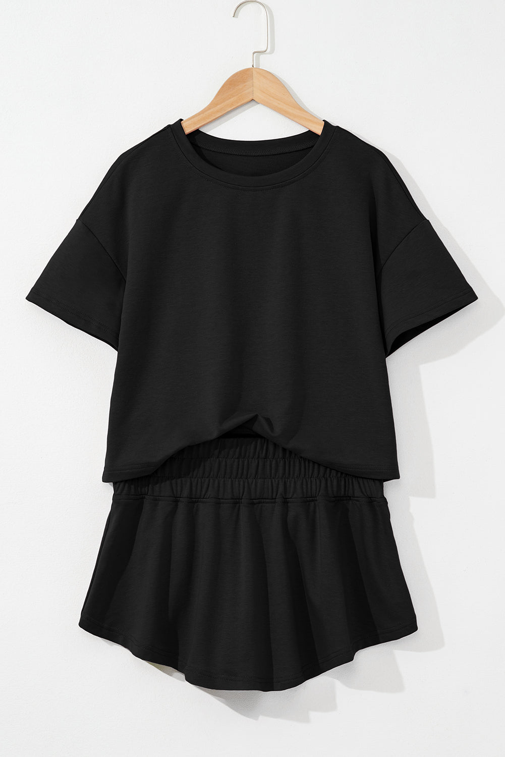 Cropped Tee and Ruffle High Waist Set