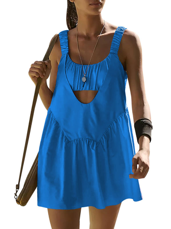 Peek-a-Boo Active Shift Dress with Shorts