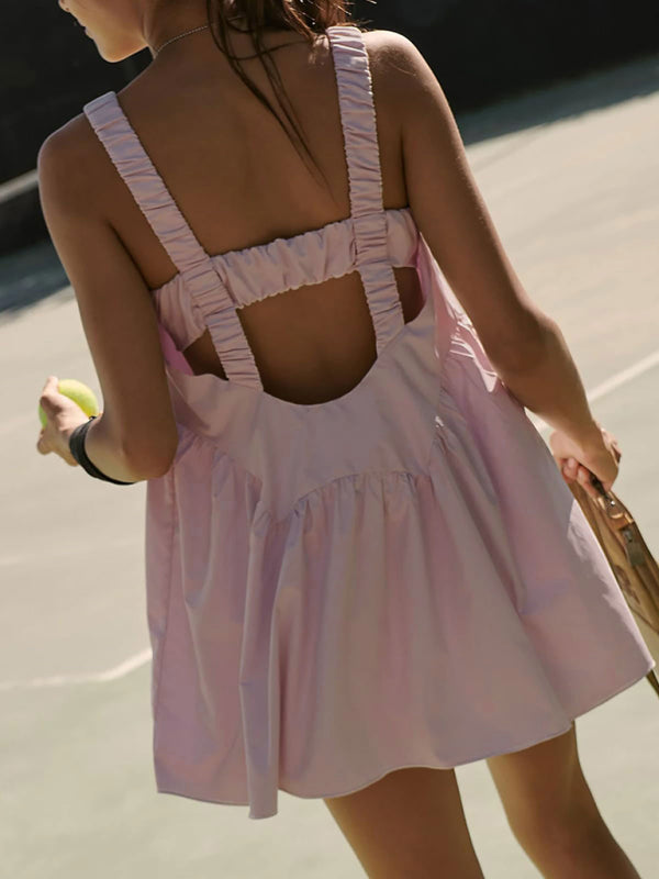 Peek-a-Boo Active Shift Dress with Shorts