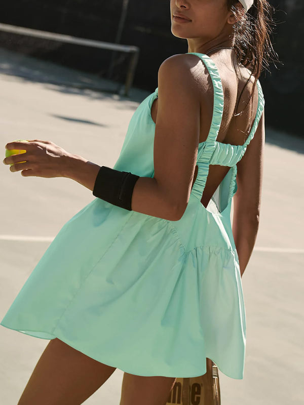 Peek-a-Boo Active Shift Dress with Shorts