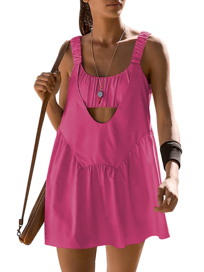 Peek-a-Boo Active Shift Dress with Shorts