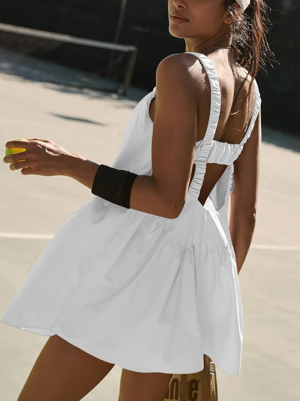 Peek-a-Boo Active Shift Dress with Shorts