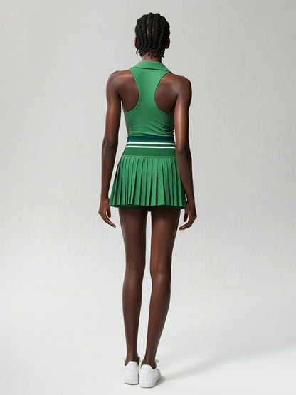 Tennis Skirt and V-neck 2-piece Set