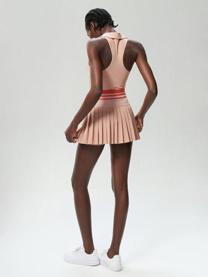 Tennis Skirt and V-neck 2-piece Set