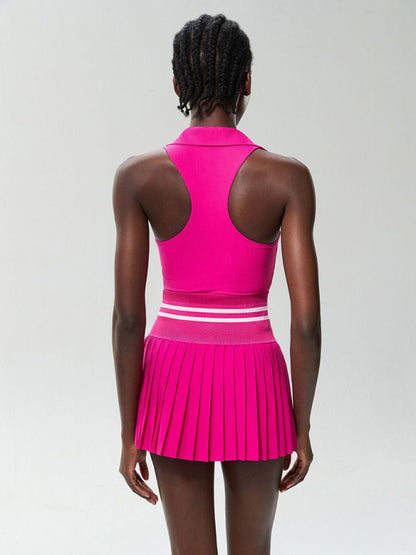 Tennis Skirt and V-neck 2-piece Set