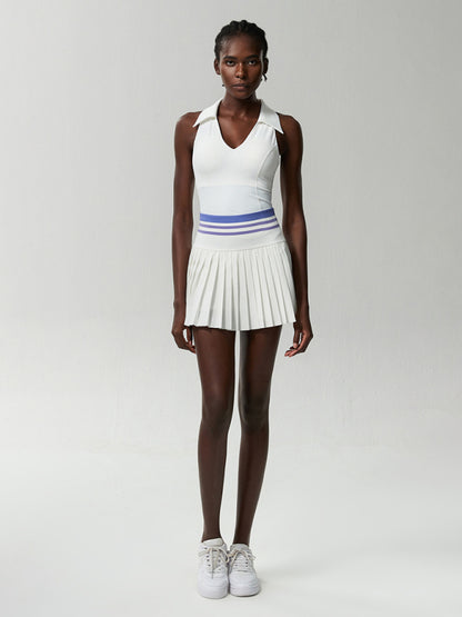 Tennis Skirt and V-neck 2-piece Set