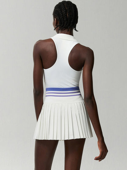 Tennis Skirt and V-neck 2-piece Set